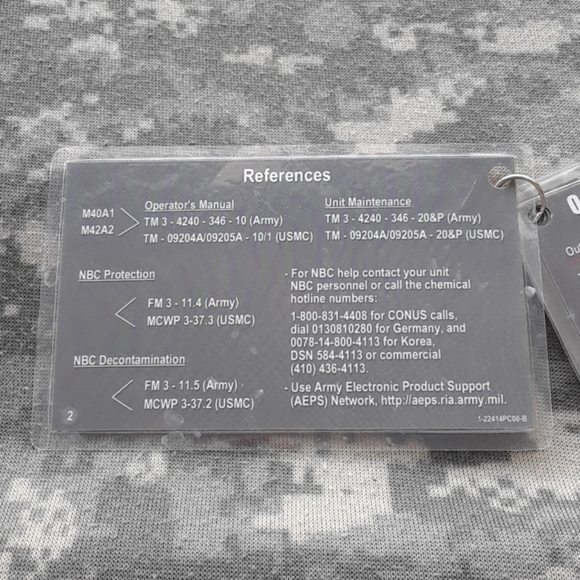 Laminated M40 Gas Mask PMCS Cards - Picture 2 of 2